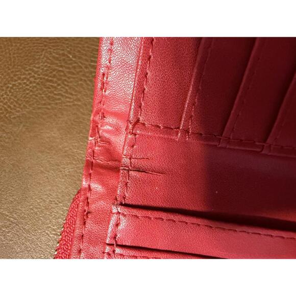 Badgley Mischka Red Textured Wallet with Gold Accent Logo - Picture 6 of 7